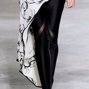 Threeasfour Shiny Black Mesh Peep Leggings 4